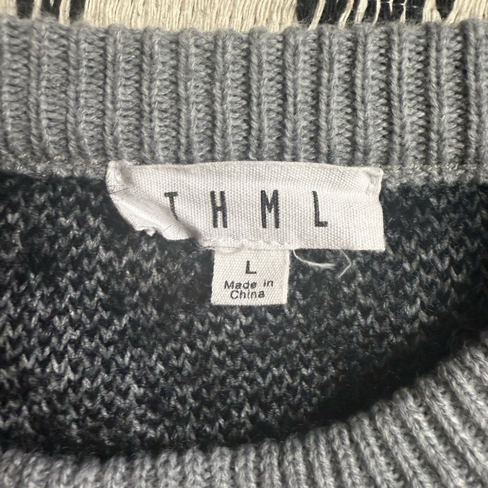THML Heather Gray Sweater with Black Bolt Design - Picture 3 of 5